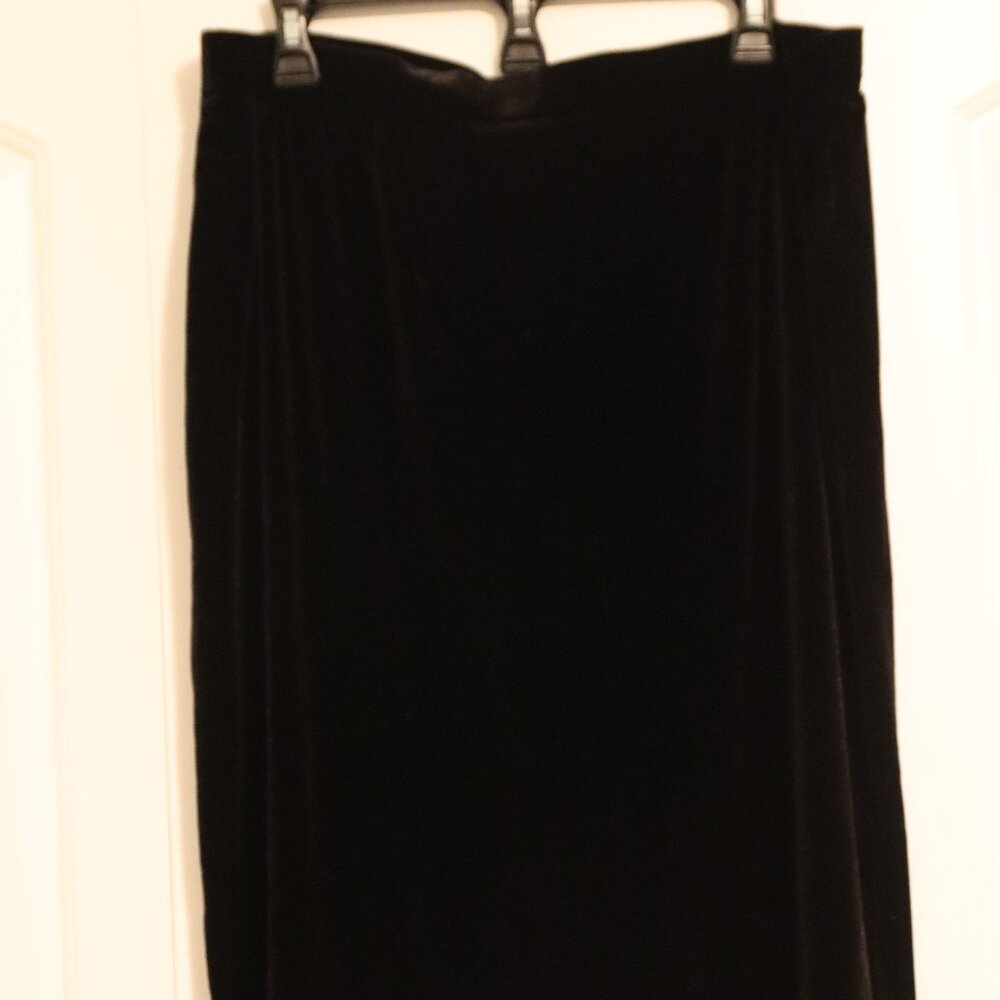 Liz Claiborne career crushed velvet velour midi fitted pencil skirt black xl